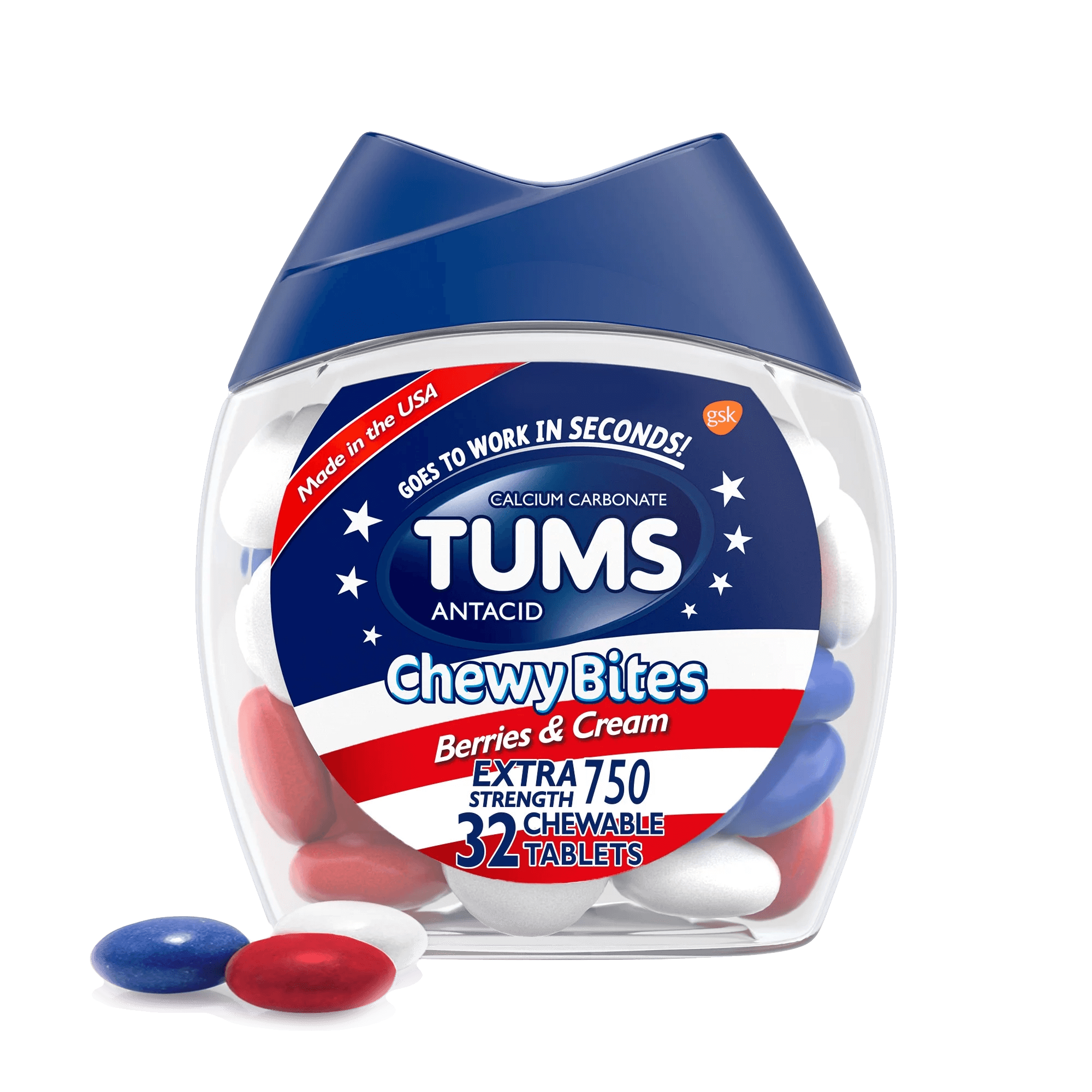 TUMS Chewy Bites Beeren & Sahne | 32 Kautabletten